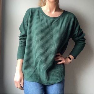 Forest Green Long Sleeve Waffle Shirt